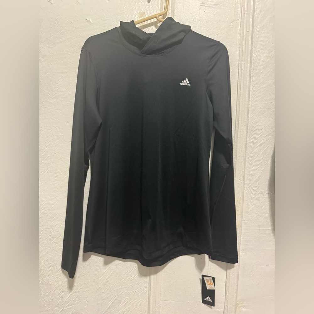 Adidas Women's Black Long-Sleeve Hooded Top baselayer